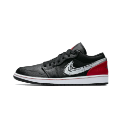 Air Jordan 1 Low Brushstroke Swoosh Černá Červené DA4659-001 Černá/Bílý-University Červené 