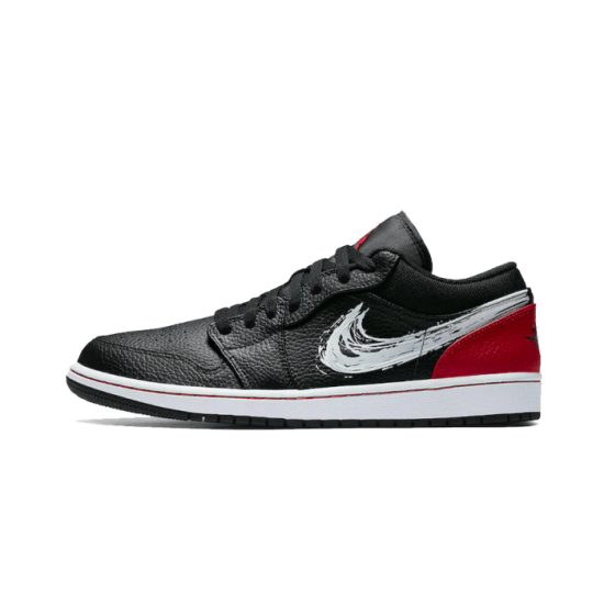 Air Jordan 1 Low Brushstroke Swoosh Černá Červené DA4659-001 Černá/Bílý-University Červené