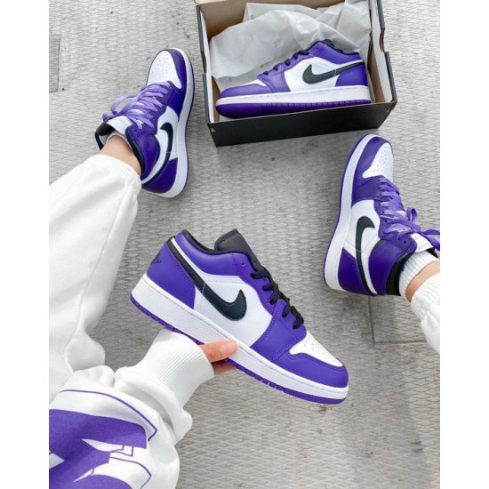 Air Jordan 1 Low Court Nachový 553558-500 Černá-Bílý/Courtpurple