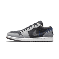 Air Jordan 1 Low Crater Černá Šedá DM4657-001 Light Smoke Šedá/Černá/Racer Modrý 