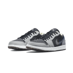 Air Jordan 1 Low Crater Černá Šedá DM4657-001 Light Smoke Šedá/Černá/Racer Modrý 