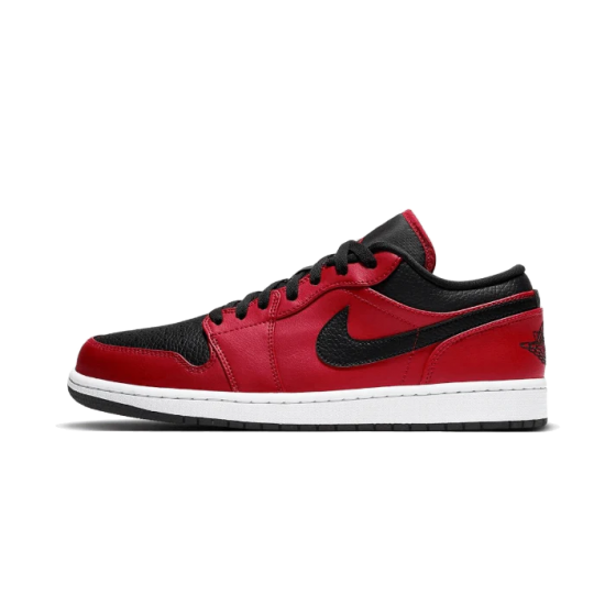 Air Jordan 1 Low Reverse Bred Pebbled Swoosh 553558-605 Gymred/Bílý/Černá