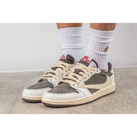 Air Jordan 1 Low Travis Scott Reverse Mocha DM7866-162 Sail/Universityred-Ridgerock