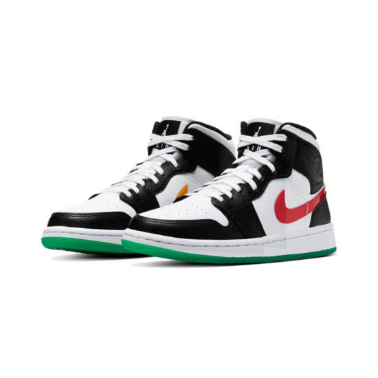 Air Jordan 1 Mid Alternate Swoosh BQ6472-063 Černá/University Červené-Bílý-Lucid Zelená