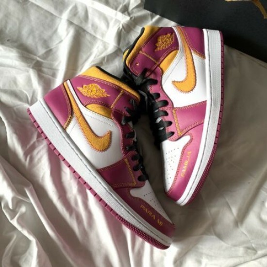 Air Jordan 1 Mid Dia De Los Muertos DC0350-100 Bílý/Fuchsie-Oranžovýý-Černá