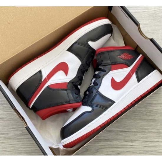 Air Jordan 1 Mid Gym Červené Černá Bílý 554724-122 Bílý/Gym Červené-Černá