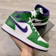 Air Jordan 1 Mid Incredible Hulk 554724-300 Aloeverde/Courtpurple-Bílý