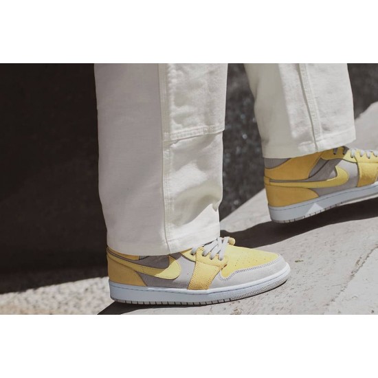 Air Jordan 1 Mid Mixed Textures Žlutý DA4666-001 Šedá Fog/Lemon Wash-Bílý