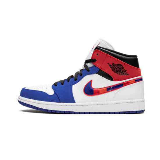 Air Jordan 1 Mid Multicolor Swoosh 852542-146 Bílý/Universityred-Rushblue-Černá