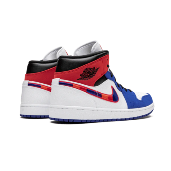 Air Jordan 1 Mid Multicolor Swoosh 852542-146 Bílý/Universityred-Rushblue-Černá