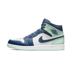 Air Jordan 1 Mid Mystic Navy Mint Foam 554724-413 Mystic Navy/Mint Foam-Bílý