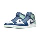 Air Jordan 1 Mid Mystic Navy Mint Foam 554724-413 Mystic Navy/Mint Foam-Bílý