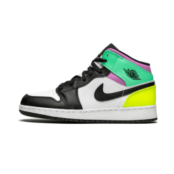 Air Jordan 1 Mid Pastel Černá Toe 554725-175 Bílý/Černá-Volt-Zelenáglow