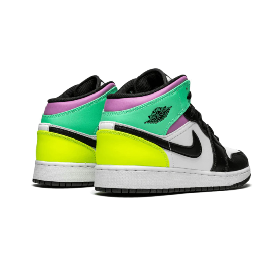 Air Jordan 1 Mid Pastel Černá Toe 554725-175 Bílý/Černá-Volt-Zelenáglow