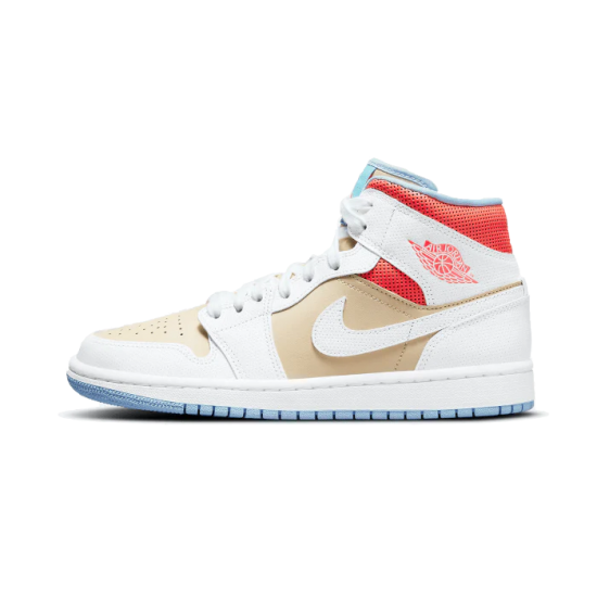 Air Jordan 1 Mid Se Sesame CZ0774-200 Sesame/Bílý-Flash Crimson-Psychic Modrý