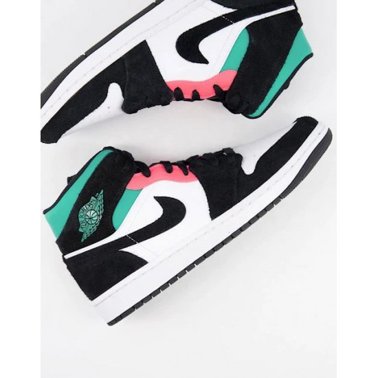 Air Jordan 1 Mid Se South Beach 852542-116 Bílý/Černá-Růžový-Zelená