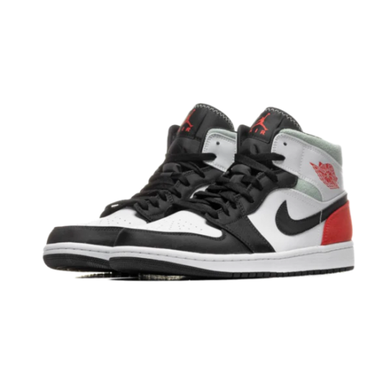 Air Jordan 1 Mid Se Union Černá Toe 852542-100 Bílý/Černá-Lightsmokegray-Gymred