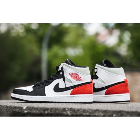 Air Jordan 1 Mid Se Union Černá Toe 852542-100 Bílý/Černá-Lightsmokegray-Gymred