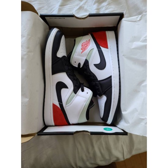 Air Jordan 1 Mid Se Union Černá Toe 852542-100 Bílý/Černá-Lightsmokegray-Gymred