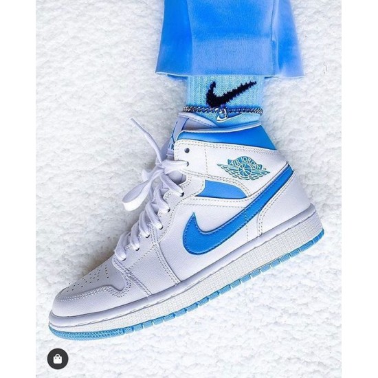 Air Jordan 1 Mid Unc BQ6472-114 Universityblue/Bílý