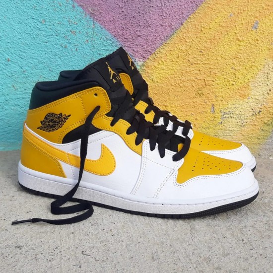 Air Jordan 1 Mid University Zlato 554725-170 Bílý/University Zlato-Černá