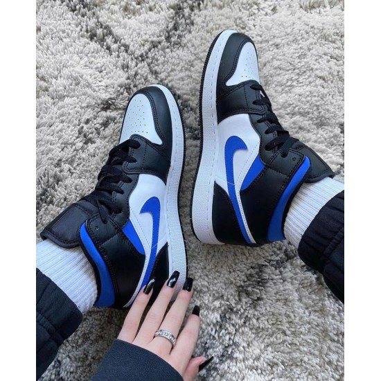 Air Jordan 1 Mid Bílý Černá Royal 554724-140 Bílý/Černá/Racerblue