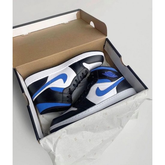 Air Jordan 1 Mid Bílý Černá Royal 554724-140 Bílý/Černá/Racerblue