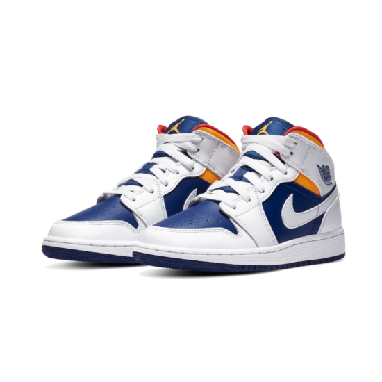 Air Jordan 1 Mid Bílý Laser Oranžovýý Deep Royal Modrý 554725-131 Bílý/Laserorange-Deeproyalblue