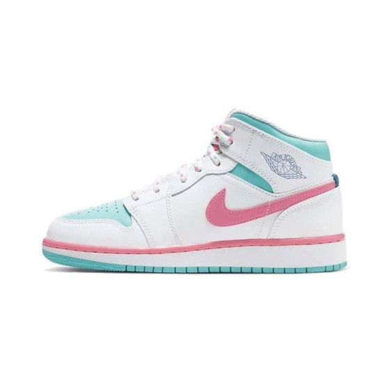 Air Jordan 1 Mid Bílý Růžový Zelená Soar 555112-102 Bílý/Digitalpink-Auroragreen-Soar