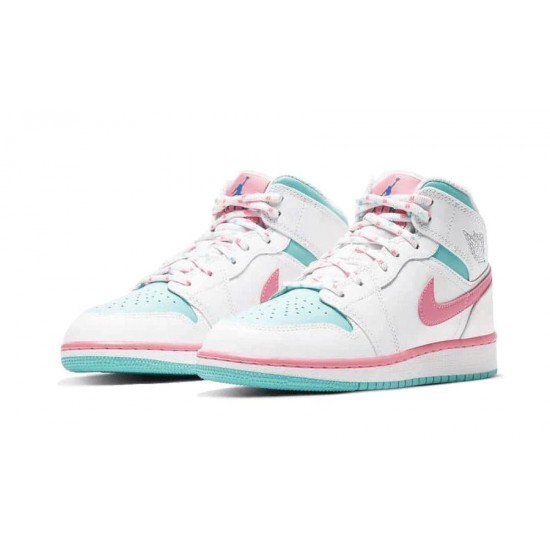 Air Jordan 1 Mid Bílý Růžový Zelená Soar 555112-102 Bílý/Digitalpink-Auroragreen-Soar