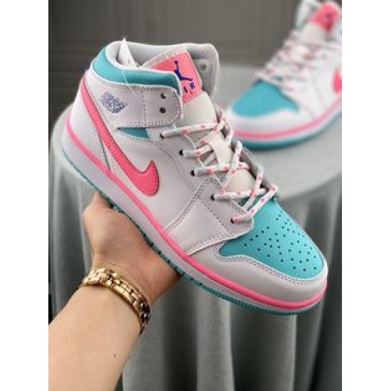 Air Jordan 1 Mid Bílý Růžový Zelená Soar 555112-102 Bílý/Digitalpink-Auroragreen-Soar