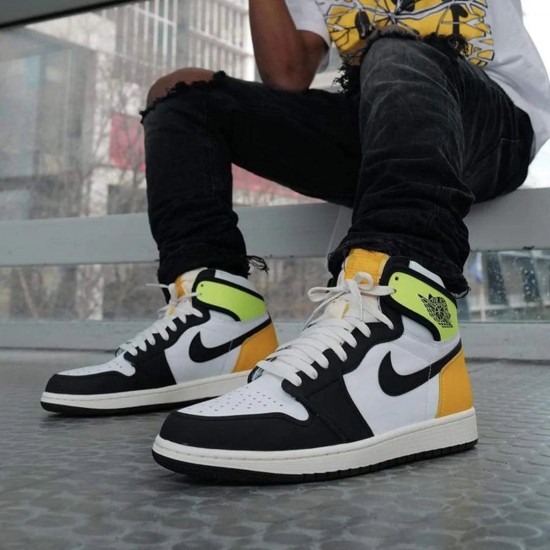 Air Jordan 1 Retro High Og Volt Zlato 555088-118 Bílý/Černá-Volt-University Zlato