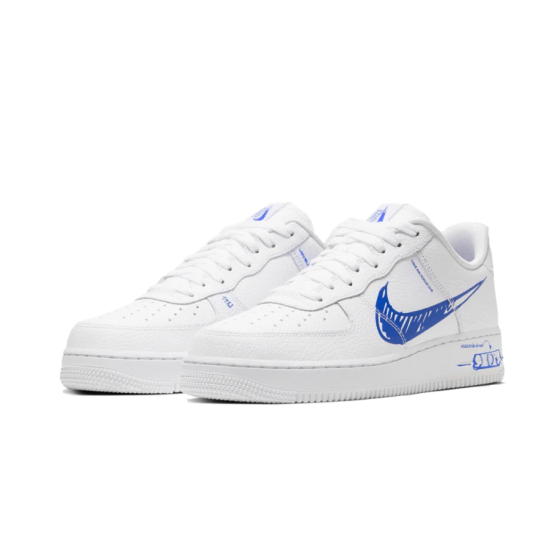 Nike Air Force 1 Low Sketch Modrý Swoosh CW7581-100  Bílý/Modrý