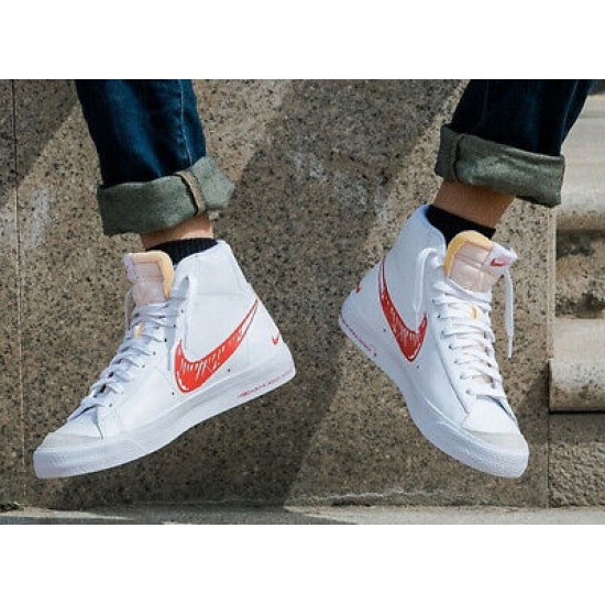 Nike Blazer Mid Sketch Červené Swoosh CW7580-100 Bílý/Červené