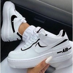 NikeAir Force 1 Shadow Bílý Černá Custom  