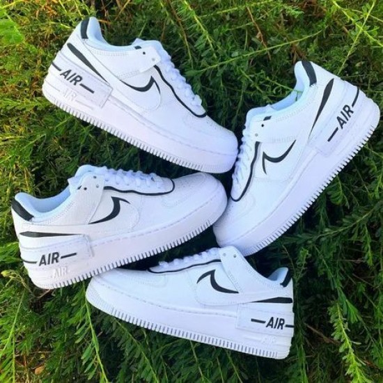 NikeAir Force 1 Shadow Bílý Černá Custom